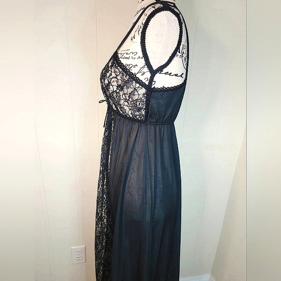 Vintage Jill Andrea Black Maxi Slip Dress Lingerie Medium - Picture 5 of 8